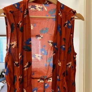 Free People Floral Maxi Dress - Rust and Blue